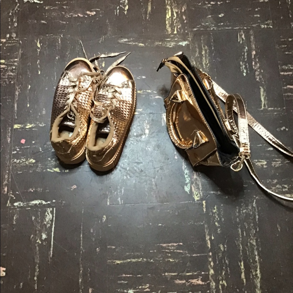 Rose gold shoes, rose gold purse to match
